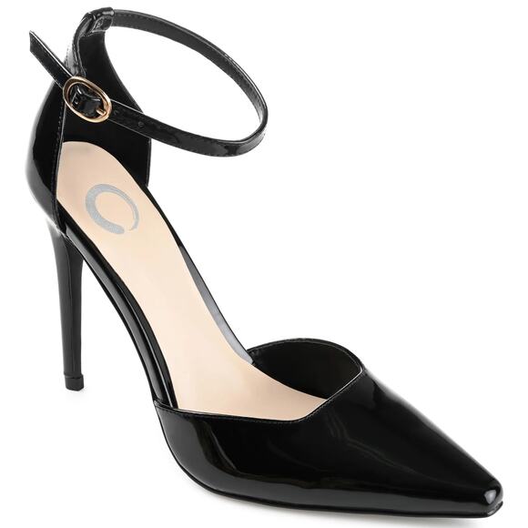 Journee Collection Women Miriem Pointed Toe Ankle Strap Heels Size US 10M Black - Picture 1 of 4